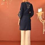 Waliya Navy Blue Embroidered Party-wear Kurti for Women