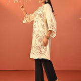 Waliya Ivory Embroidered Party-wear Kurti for Women