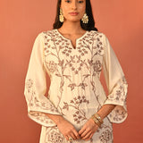 Waliya Ivory Embroidered Party-wear Kurti for Women