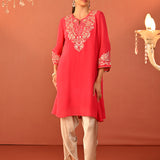 Rida Fuchsia Embroidered Chiffon Co-ord Set for Women