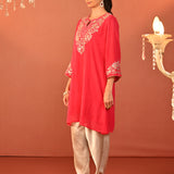 Rida Fuchsia Embroidered Chiffon Co-ord Set for Women