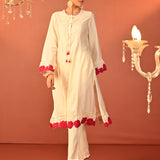 Suroor Ivory Embroidered Chanderi Salwar Kurta Set for Women