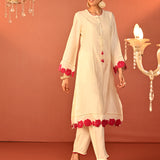 Suroor Ivory Embroidered Chanderi Salwar Kurta Set for Women