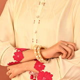 Suroor Ivory Embroidered Chanderi Salwar Kurta Set for Women