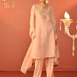 Zoya Baby Pink Embroidered Viscose Linen Co-ord Set for Women