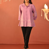 Rubab Pink Embroidered Cotton Shirt for Women