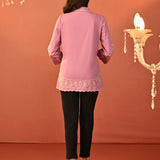 Rubab Pink Embroidered Cotton Shirt for Women