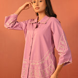 Rubab Pink Embroidered Cotton Shirt for Women