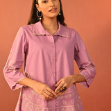 Rubab Pink Embroidered Cotton Shirt for Women