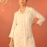 Alayssa Ivory Embroidered Kurti for Women