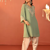 Rida Sea Green Embroidered Chiffon Co-ord Set for Women