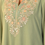 Rida Sea Green Embroidered Chiffon Co-ord Set for Women