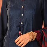 Suroor Navy Blue Embroidered Chanderi Salwar Kurta Set for Women