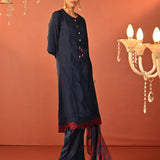 Suroor Navy Blue Embroidered Chanderi Salwar Kurta Set for Women