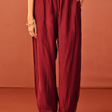 Arshia Chrome Wine Embroidered Rayon Co-ord Set for Women