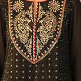 Jasleen Black Georgette Jacquard Embroidered Kurta Set for Women