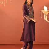 Mohiba Deep Purple Embroidered Co-ord Set for Women