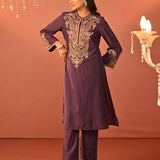 Mohiba Deep Purple Embroidered Co-ord Set for Women