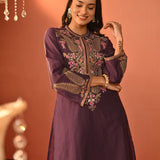 Mohiba Deep Purple Embroidered Co-ord Set for Women