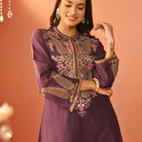 Mohiba Deep Purple Embroidered Co-ord Set for Women