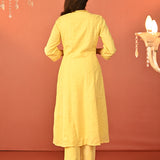 Shanaya Lemon Embroidered Cotton Jacquard Kurta Set for Women