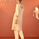 Irina Ivory Embroidered Khadi Cotton Co-ord Set for Women