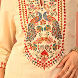 Irina Ivory Embroidered Khadi Cotton Co-ord Set for Women