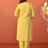 Arziya Green Embroidered Rayon Kurta for Women