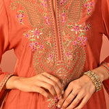 Mohiba Orange Embroidered Co-ord Set for Women