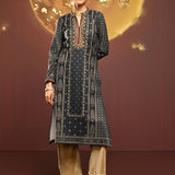 Harleen Black Printed Brushed Fleece Long Kurta for Women