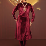 Sana Maroon Embroidered Velvet Kurta Set for Women