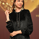 Asma Black Velvet Kurti for Women