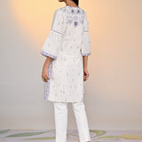 Gulshan Ivory With Blue Printed Cotton Linen Kurta For Women