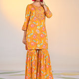 Front view of Yellow Zoya Punch Printed Co-ord Set