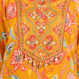 Close-up view of the Yellow Zoya Punch Printed Co-ord Set's top