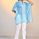 Nyasia Turquoise Printed Georgette Kaftan for Women