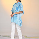 Nyasia Turquoise Printed Georgette Kaftan for Women