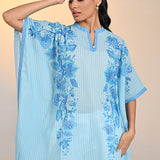 Nyasia Turquoise Printed Georgette Kaftan for Women