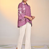 Laira Pink Embroidered Tencel Top for Women