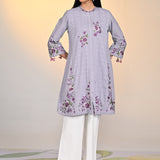 Zaheen Lavender Embroidered Cotton Jacquard Tunic for Women