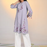 Zaheen Lavender Embroidered Cotton Jacquard Tunic for Women