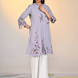 Zaheen Lavender Embroidered Cotton Jacquard Tunic for Women