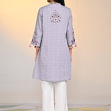 Zaheen Lavender Embroidered Cotton Jacquard Tunic for Women