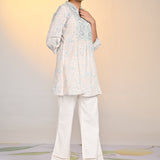 Umang Cream with Blue Embroidered Schiffli
Indo-Western Dress for Women