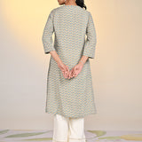 Nadia Light Green Printed V-Neck Kurta For Women