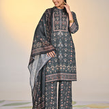 Sehra Black Printed Schiffli Tunic Set For Women