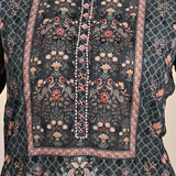 Sehra Black Printed Schiffli Tunic Set For Women