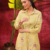 Suhani Apple Green Embroidered Viscose Satin Tunic for Women