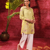 Suhani Apple Green Embroidered Viscose Satin Tunic for Women