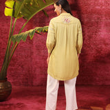 Suhani Apple Green Embroidered Viscose Satin Tunic for Women